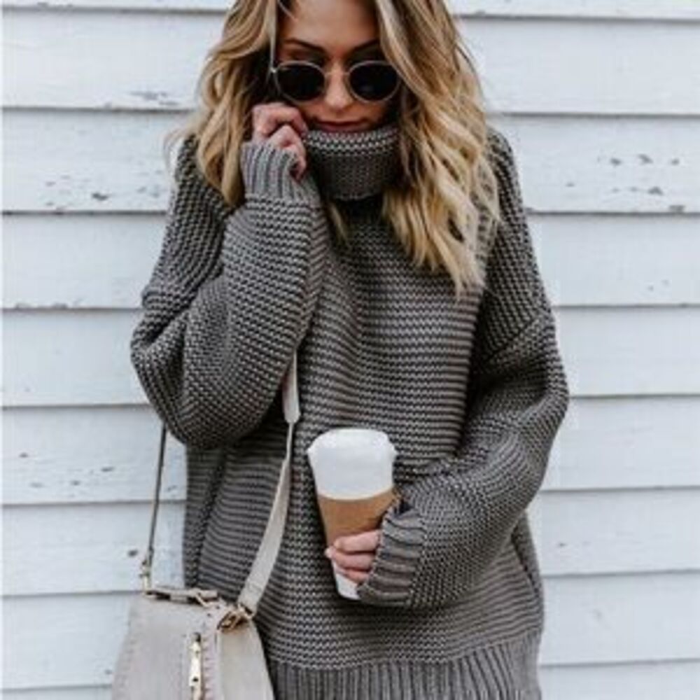 Cozy Gray Women's Sweater cowl sweater